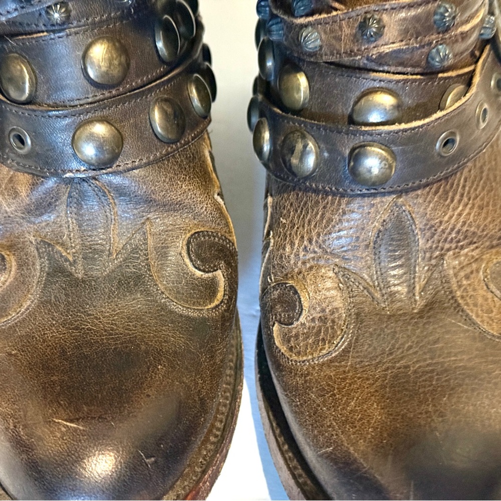 LANE Olive Distressed Leather Western Cowgirl Boots NWT 5.5 - Picture 12 of 12